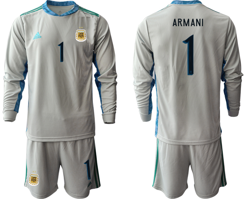 Men 2020-2021 Season National team Argentina goalkeeper Long sleeve grey #1 Soccer Jersey->argentina jersey->Soccer Country Jersey